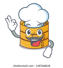 Chef cartoon traditional bamboo for steamed food