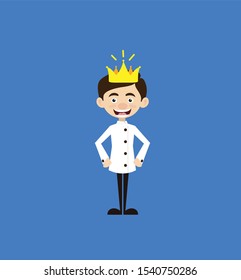 Chef Cartoon - Wearing a Crown Vector