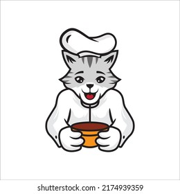 CHEF CAT WITH BOWL MASCOT