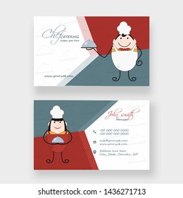 Chef Catering Business Card Or Horizontal Template Design In Front And Back View.