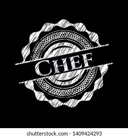 Chef chalkboard emblem. Vector Illustration. Detailed.