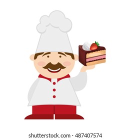 chef character baked goods vector illustration design