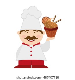 chef character baked goods vector illustration design