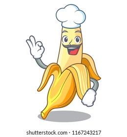Chef character banana in the fruit market
