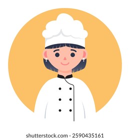 Chef Character with Bright Orange Background in Modern Flat Design