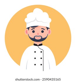 Chef Character with Bright Orange Background in Modern Flat Design