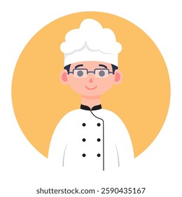 Chef Character with Bright Orange Background in Modern Flat Design