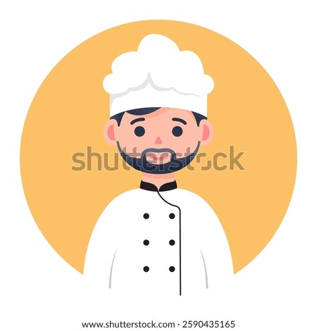 Chef Character with Bright Orange Background in Modern Flat Design