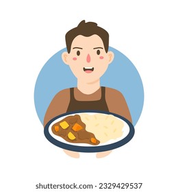 Küchencharakter mit Curry-Reis-Charakter