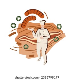 Chef character. Flat illustration of cook on white