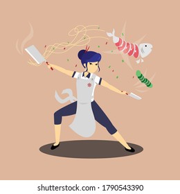 Chef character flat illustration vector