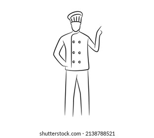 chef character hand drawn line illustration
