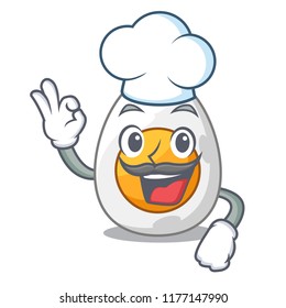 Chef character hard boiled egg ready to eat