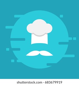 Chef character, icon isolated on background. Flat design style. Vector illustration.