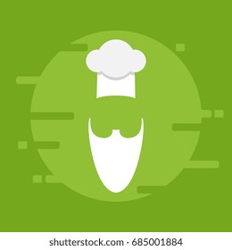 Chef character, icon isolated on background. Flat design style. Vector illustration.