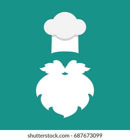 Chef character, icon isolated on background. Flat design style. Vector illustration.
