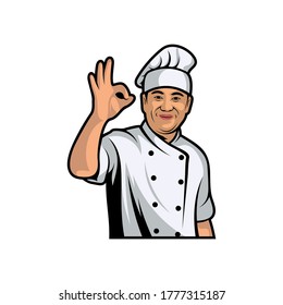 Logo del personaje del chef Vector de plantilla de diseño, Símbolo de icono, Conceptos de diseño creativo, Ilustración