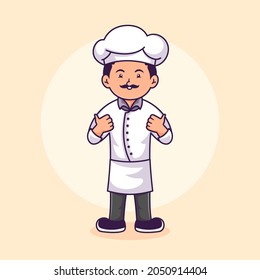 Chef character logo design template for restaurant icon or mascot.