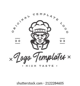 chef character logo. reliable chef logo template.