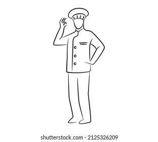 chef character sketch line illustration