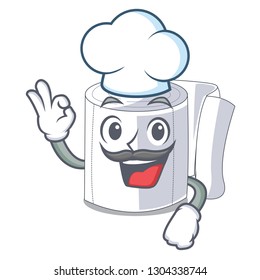 Chef character toilet paper rolled on wall