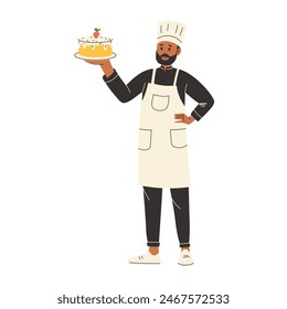 Personaje del chef en uniforme. Ilustración vectorial aislada.