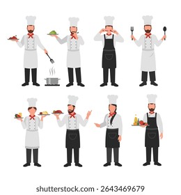 Chef characters cooking food profession concept