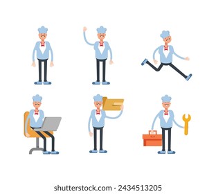 chef characters set in various poses illustration
