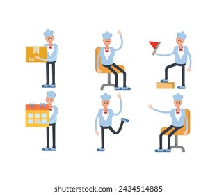 chef characters set in various poses illustration