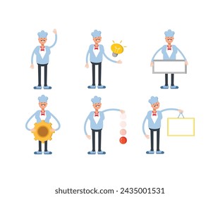chef characters set in various poses illustration