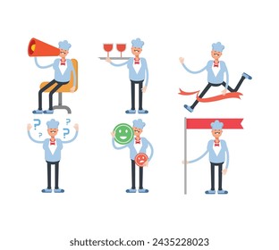 chef characters set in various poses illustration