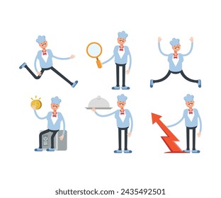 chef characters set in various poses illustration