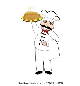 Chef with chicken on a plate