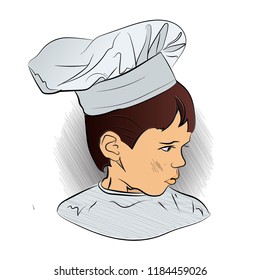 Chef. children's menu. child face in profile. children's birthday. celebration. outline technique