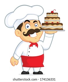 Chef With Chocolate Cake