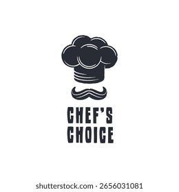 Logo de Chef Choice. Logotipo simple de la opción del cocinero para la marca culinaria, el blog de la comida, el empaquetado o el diseño de la cocina. Ilustración vectorial.