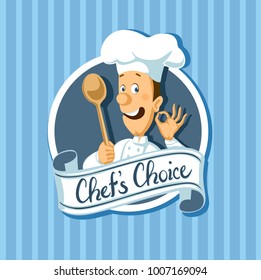 chef choise label flat design vector illustration
