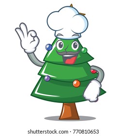 Chef Christmas tree character cartoon
