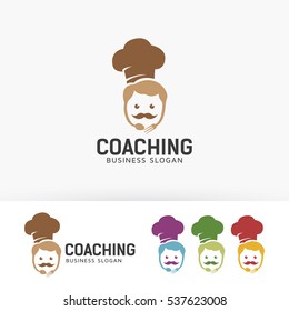 Chef coaching logo design. Cooking academy, Chef and restaurant logo concept. Vector logo template