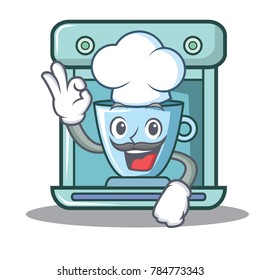 Chef coffee maker character cartoon