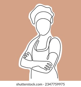 Chef continuous line vector illustration
