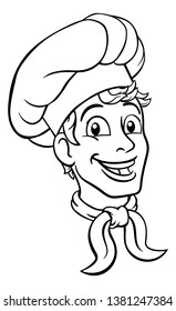 A chef cook or baker happy handsome cartoon character mascot