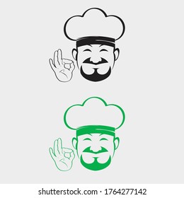 cocinero cocinero con el logotipo del icono del sombrero. ilustración vectorial de un solo color.
