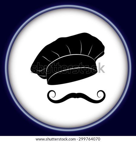 Chef and cook hat isolated with mustache