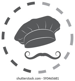 Chef cook hat with moustache vector icon