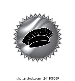 Chef and cook hats set isolated with shadow  with round sticker