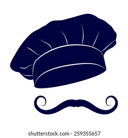 Chef and cook hats set isolated with mustache