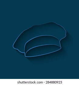 Chef and cook hats set isolated  with shadow on a blue background