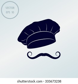 Chef and cook hats set isolated with mustache