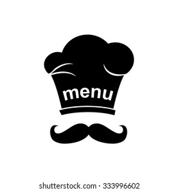 Chef and cook hats set isolated with mustache
